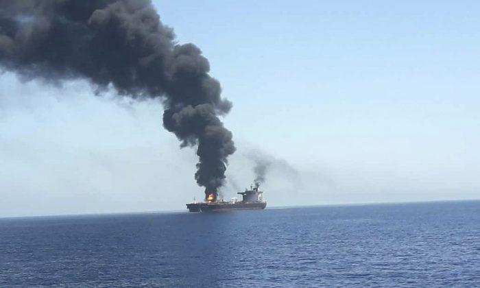 Pictured: Explosions, Fires Rock Oil Tankers Near Strait of Hormuz