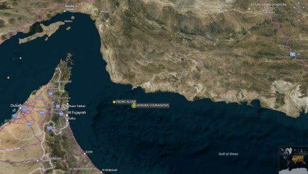 Position of evacuated tankers in Gulf of Oman. (Reuters)
