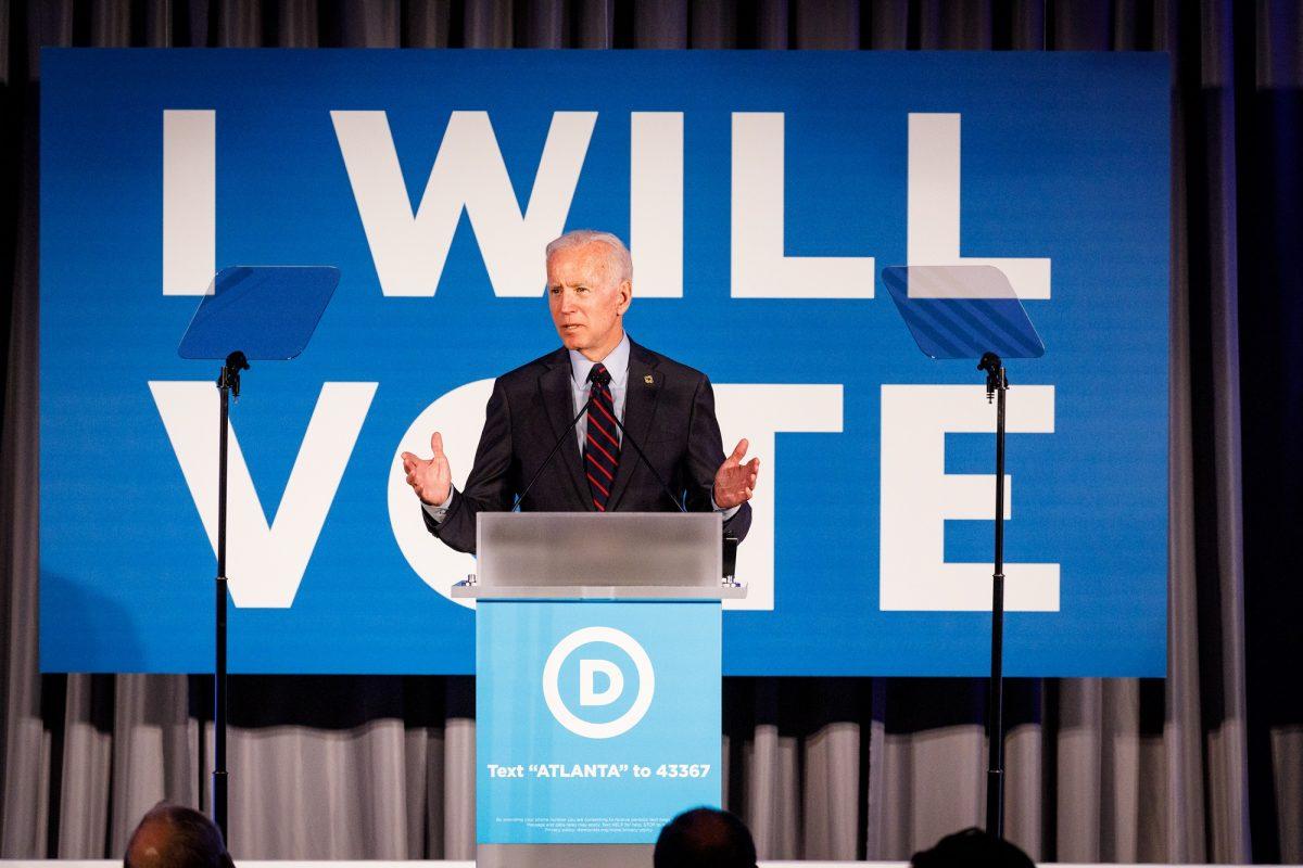 Former vice president and 2020 Democratic presidential candidate Joe Biden speaks to a crowd at a Democratic National Committee event at Flourish in Atlanta, Georgia on June 6, 2019. (Dustin Chambers/Getty Images)
