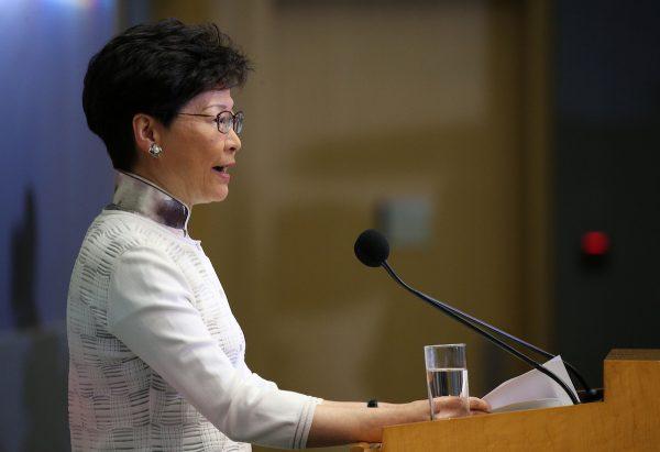 Hong Kong Chief Executive Carrie Lam speaks at a news conference in Hong Kong, June 15, 2019. (Athit Perawongmetha/Reuters)