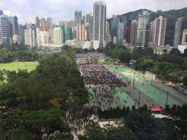 Protesters gathering at Victoria Park in Hong Kong on June 16, 2019. (Sun Qingtian/The Epoch Times)