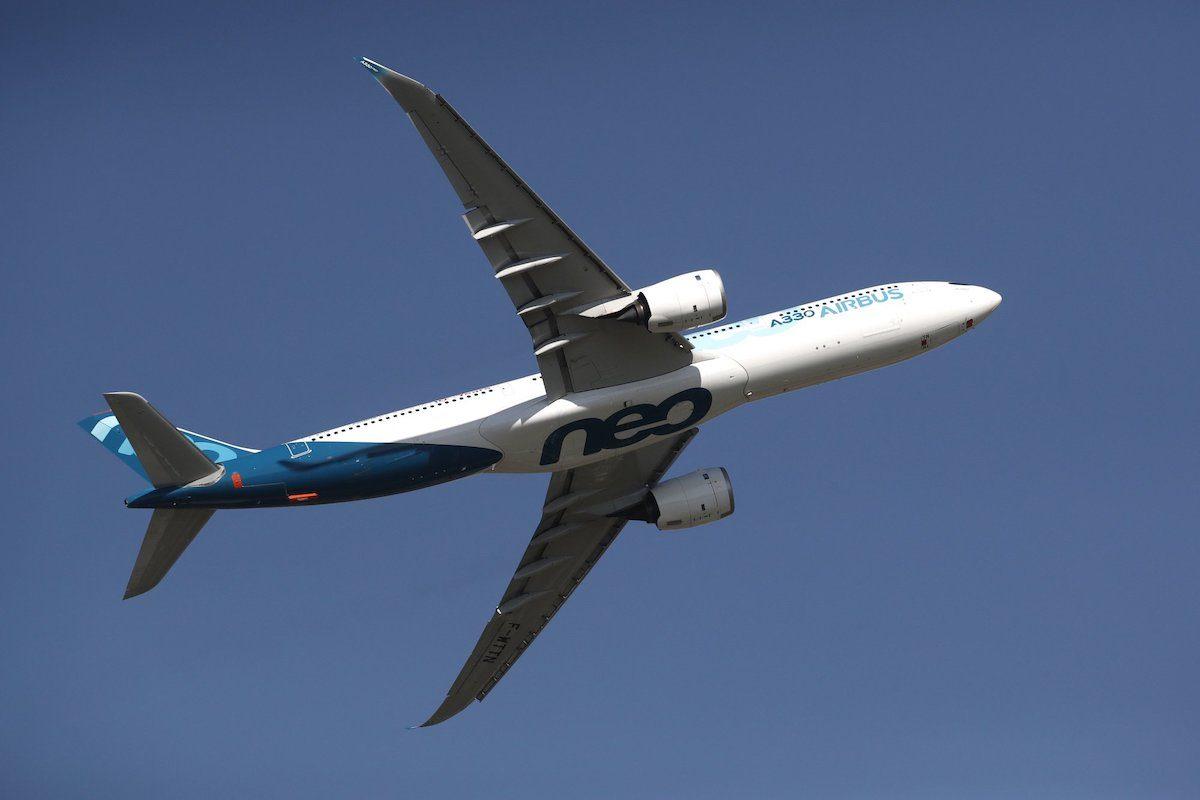 An Airbus A330neo aircraft performs during the inauguration the 53rd International Paris Air Show at Le Bourget Airport near Paris, France, on June 17, 2019. (Benoit Tessier/Pool via AP)
