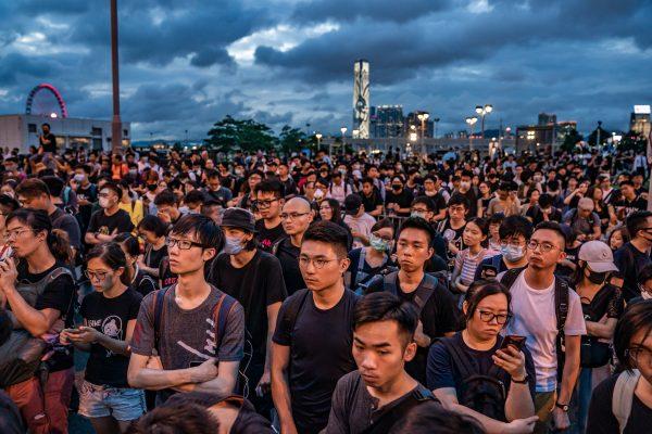Protesters occupy a street demanding Hong Kong chief executive Carrie Lam to step down, outside the Chief Executive Office in Hong Kong on June 17, 2019. (Anthony Kwan/Getty Images)