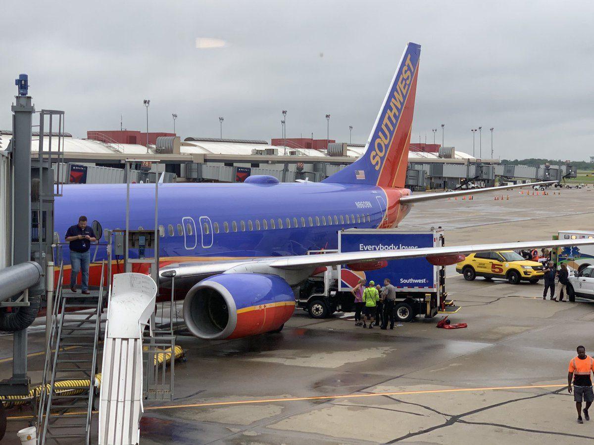 A Southwest Airlines plane was hit by a truck at Pittsburgh International Airport on June 17, 2019. (Courtesy of Teresa Varley)