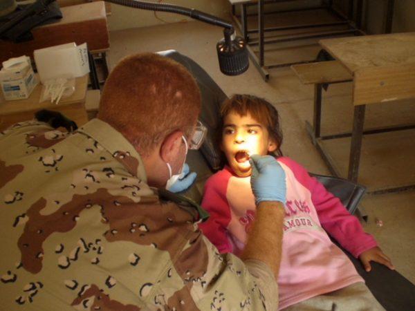 On one patrol Dix and his unit visited a remote village to provide dental care. (Courtesy of Brian Dix)