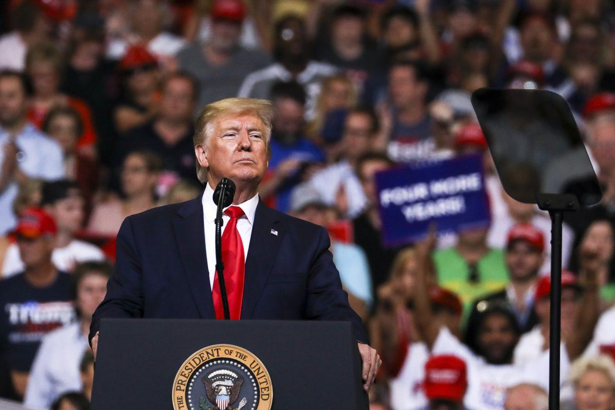 President Donald Trump at his 2020 re-election event in Orlando, Fla., on June 18, 2019. (Charlotte Cuthbertson/The Epoch Times)