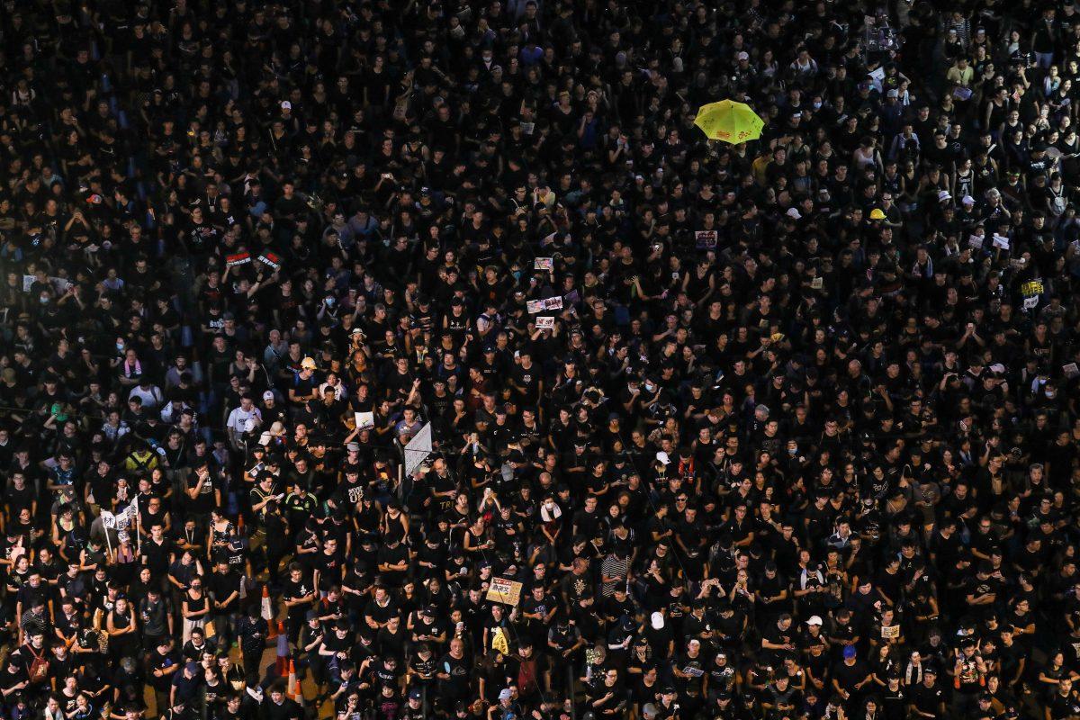 Thousands of protesters dressed in black take part in a new rally against a controversial extradition law proposal in Hong Kong on June 16, 2019. (Dale De La Rey/AFP/Getty Images)