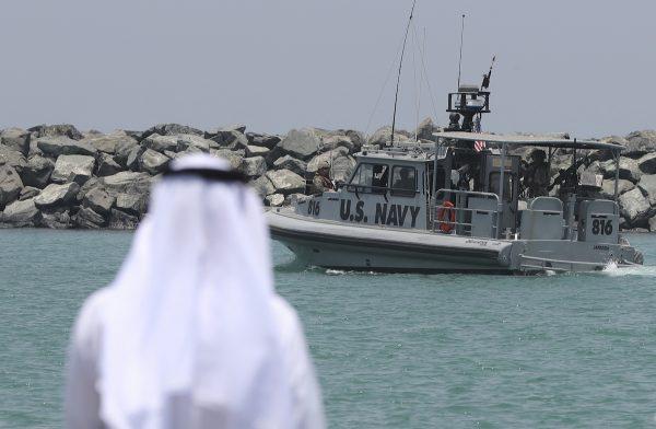 A U.S. Navy patrol boat carrying journalists to see damaged oil tankers leaves a U.S. Navy 5th Fleet base near Fujairah, United Arab Emirates, on June 19, 2019. (Kamran Jebreili/AP Photo)