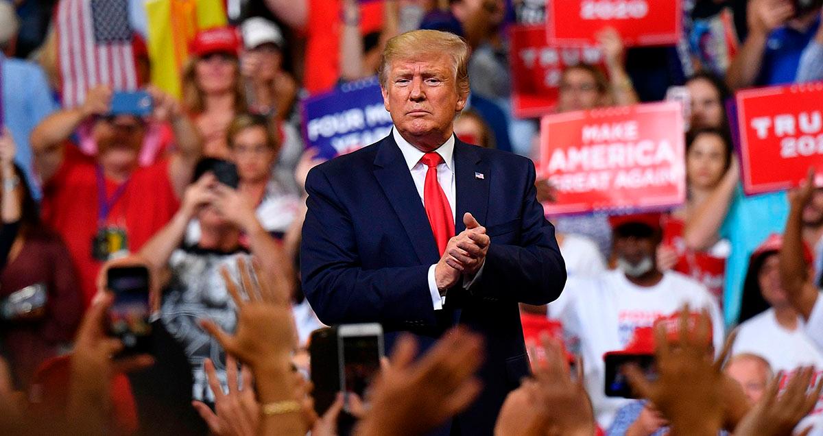 President Donald Trump speaks at his 2020 election campaign rally in Orlando, Fla., on June 18, 2019. (Mandel Ngan/AFP/Getty Images)