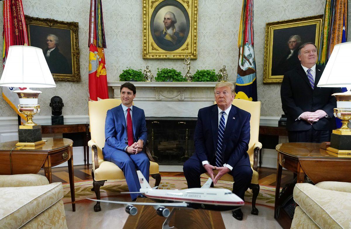 President Donald Trump and Canadian Prime Minister Justin Trudeau take part in a bilateral meeting in the Oval Office of the White House in Washington on June 20, 2019. Trump took questions on tension with Iran. (Mandel Nga/AFP/Getty Images)
