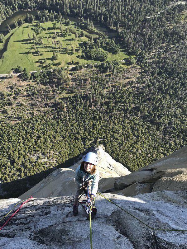 Selah Schneiter of Glenwood Springs completed the challenging 3,000-foot climb last week with the help of her father and a family friend. (Michael Schneiter via AP)