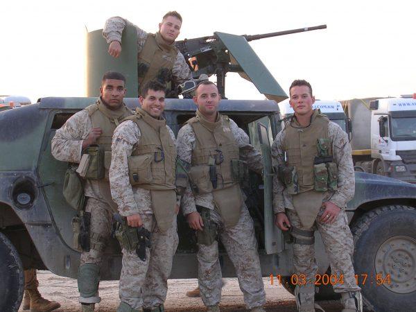 Matt Bloom (2nd R) with his fellow Marines. (Courtesy of Nick Benas)