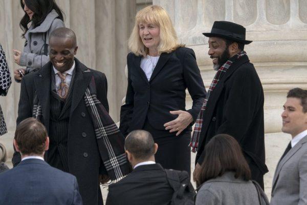 Attorney Sheri Johnson leaves the Supreme Court after challenging a Mississippi prosecutor's decision to keep African-Americans off the jury in the trial of Curtis Flowers, in Washington on March 20, 2019. (J. Scott Applewhite via AP)