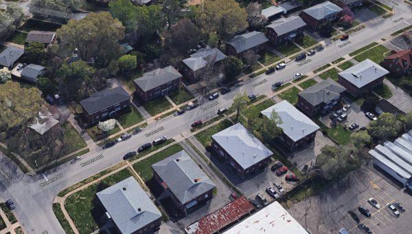 The apartment buildings on 3400 Rowena Road in Louisville, where a woman was shot in the back of the head on June 23, 2019. (Screenshot/Google Maps)