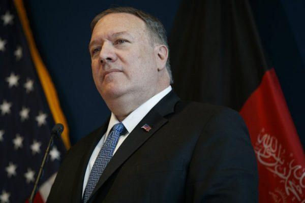 Secretary of State Mike Pompeo listens to a question during a news conference at U.S. Embassy Kabul on June 25, 2019, during an unannounced visit to Kabul, Afghanistan. (Jacquelyn Martin/Pool via AP)