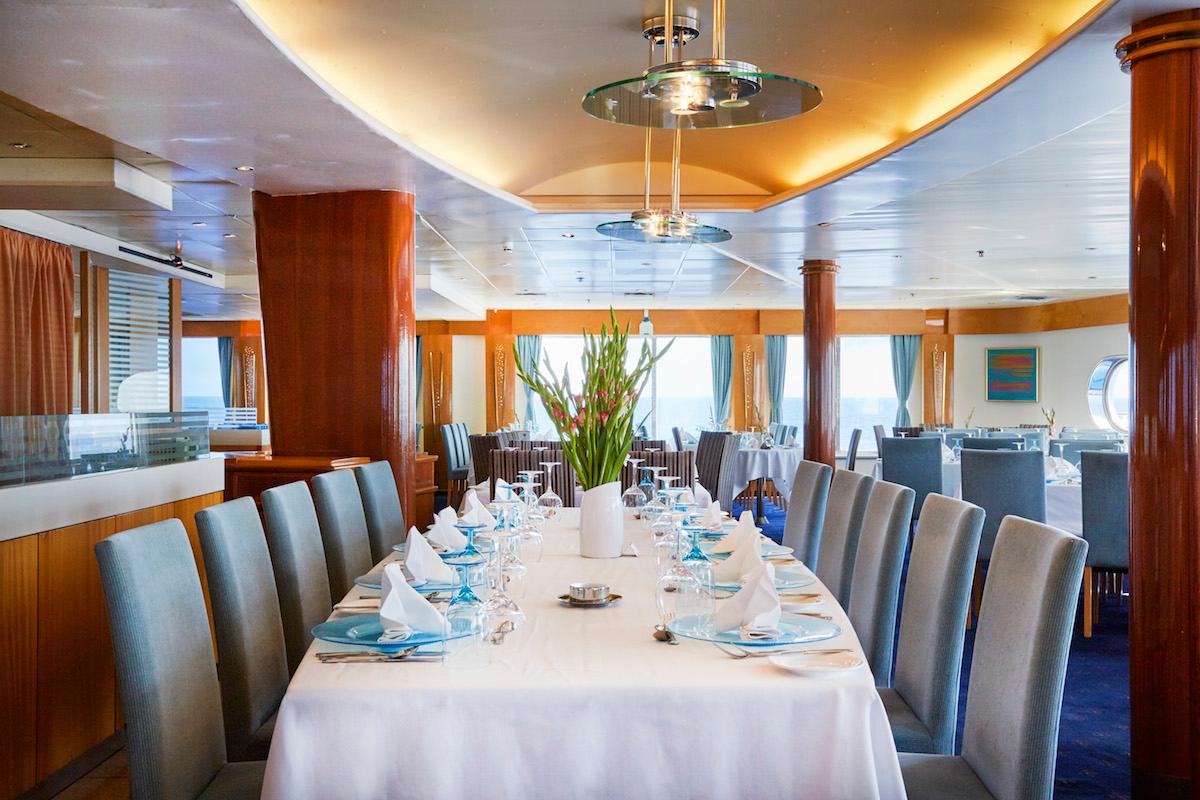 Amalthea restaurant, aboard the Celestyal Crystal. (Celestyal Cruises)