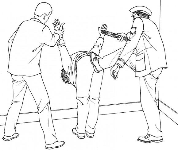 The first time Li Zhenjun was arrested and detained, he was subjected to a torture technique called “airplane” (illustrated here) during interrogation. After being in this position for more than half an hour, a police officer kicked Li to the floor and continued to beat him. (minghui.org)