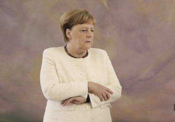 German Chancellor Angela Merkel in Bellevue Castle in Berlin on June 27, 2019. (Kay Nietfeld/dpa via AP)