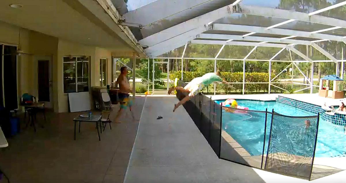 Chilling Video Shows Toddler Falling Into Fenced Swimming Pool Within Seconds