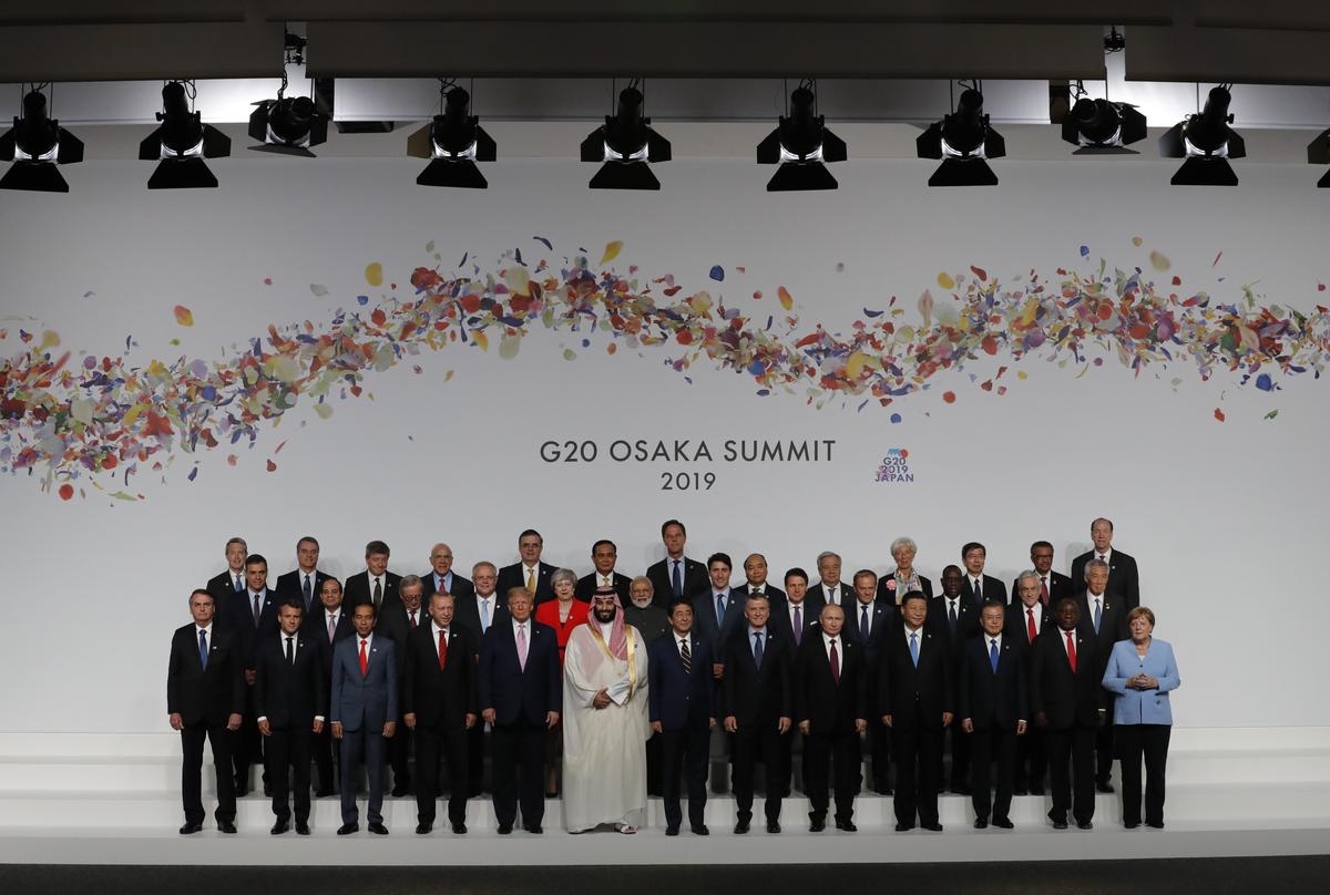 Japanese Prime Minister Shinzo Abe and other world leaders attend a family photo session at G20 summit on June 28, 2019 in Osaka, Japan. (Kim Kyung-Hoon - Pool/Getty Images)