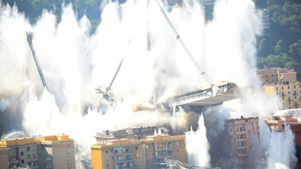 Controlled explosions demolish two of the pylons of the Morandi bridge almost one year since a section of the viaduct collapsed killing 43 people, in Genoa, Italy on June 28, 2019. (Massimo Pinca/Reuters)
