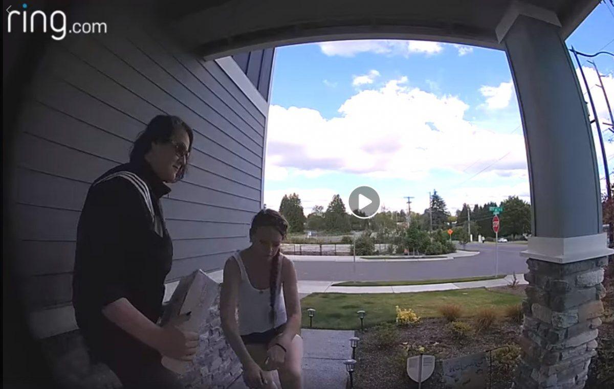 Two "porch pirates" who are wanted on suspicion of taking packages from a porch in Pierce County, Washington. (Pierce County Sheriff)