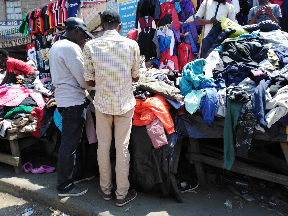Buyers shopping for second-hand clothes at Gikomba market in Nairobi, Kenya, on June 19, 2019. (Dominic Kirui/The Epoch Times)
