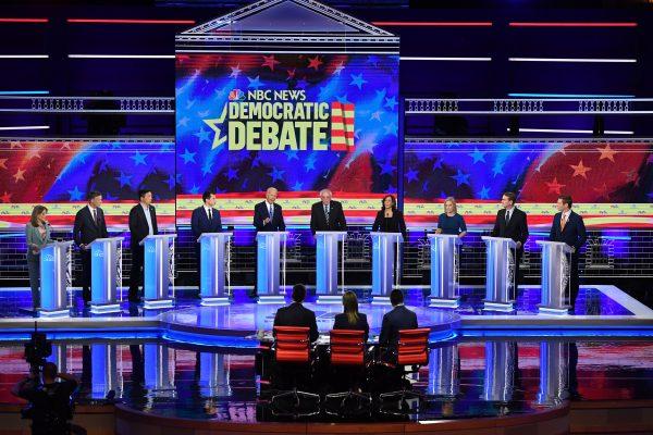 The second Democratic primary debate of the 2020 presidential campaign season at the Adrienne Arsht Center for the Performing Arts in Miami, Florida, on June 27, 2019. (SAUL LOEB / AFP)