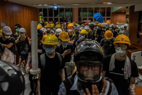 Protesters break into the Legislative Council Complex protest against the extradition bill on July 1, 2019 in Hong Kong, China. (Billy H.C. Kwok/Getty Images)