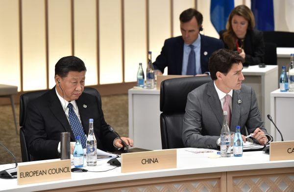 Chinese leader Xi Jinping and Canadian Prime Minister Justin Trudeau at the G20 Summit on June 29, 2019, in Osaka, Japan. Trudeau only had informal discussions with the Chinese leader. (Kazuhiro Nogi - Pool/Getty Images)
