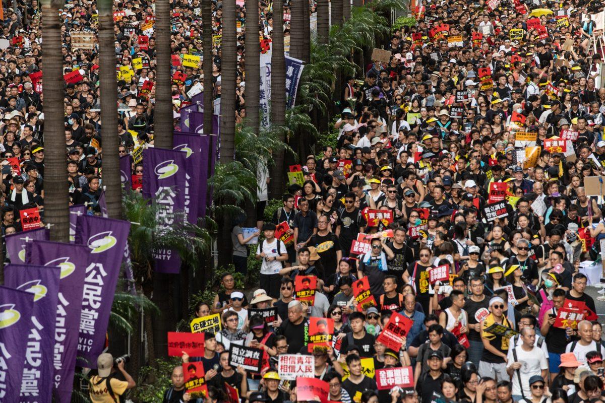 Protesters attend the annual pro-democracy rally in Hong Kong on the 22nd anniversary of the city's handover from Britain to China, on July 1, 2019. (Philip Fong/AFP/Getty Images)