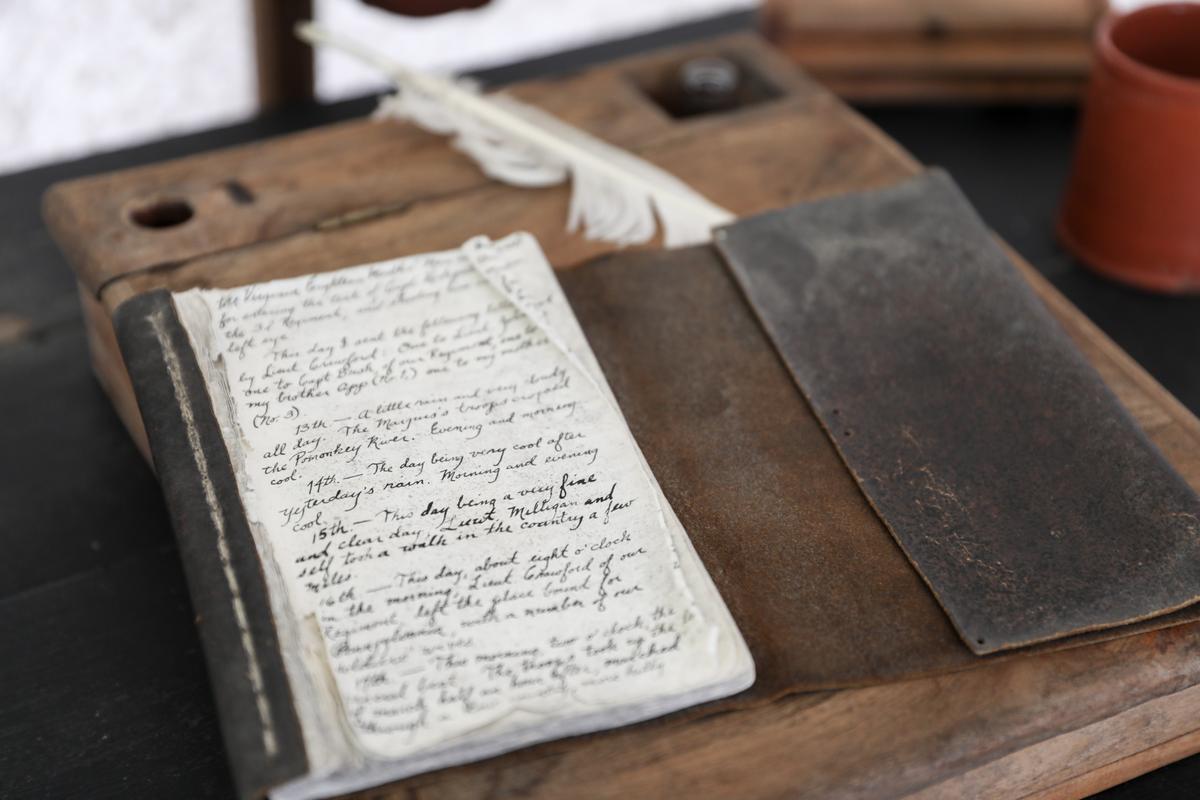 A diary at the American Revolution Museum at Yorktown. (Samira Bouaou/The Epoch Times)