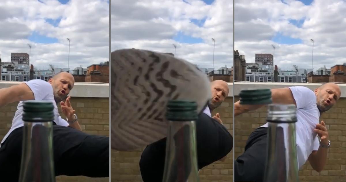 Actor Jason Statham Accepts Bottle Cap Challenge From Singer John Mayer