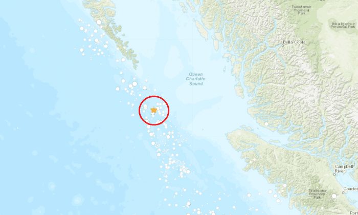 A 6.2 Magnitude Earthquake Hits Haida Gwaii Region in British Columbia