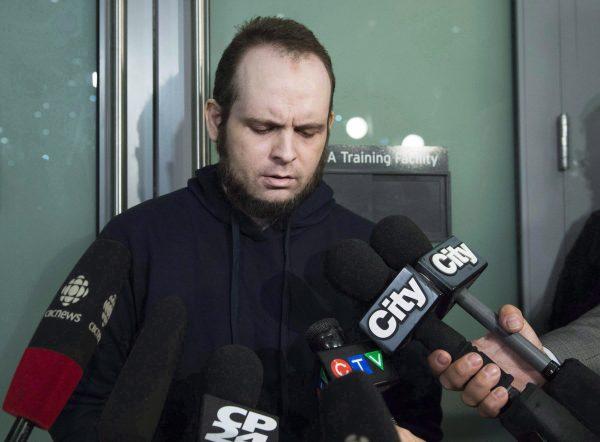 Joshua Boyle speaks to the media after arriving at the airport in Toronto on October 13, 2017. (Nathan Denette/The Canadian Press)
