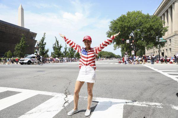 Amber Hernandez at the Fourth of July parade in Washington, on July 4, 2019. (Charlotte Cuthbertson/The Epoch Times)