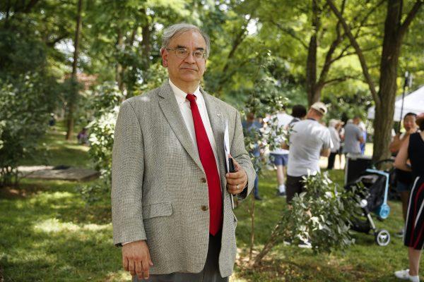 Mark Krikorian, executive director at the Center for Immigration Studies, after participating at an Independence Day citizenship ceremony at Mount Vernon, Va., on July 4, 2019. (Samira Bouaou/The Epoch Times)