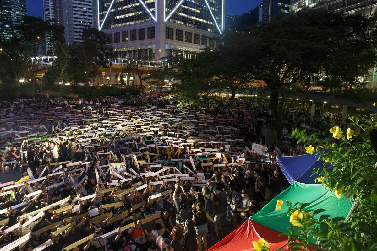 Thousands of Hong Kong mothers marched to show their support for the city’s young pro-democracy protesters in Hong Kong, China on July 5, 2019. (Thomas Peter/Reuters)