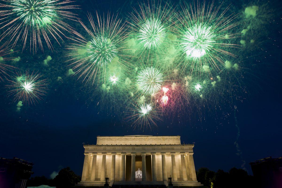 Fireworks light the sky near the Lincoln Memorial, in Washington on July 4, 2019. (Alex Brandon/AP Photo)