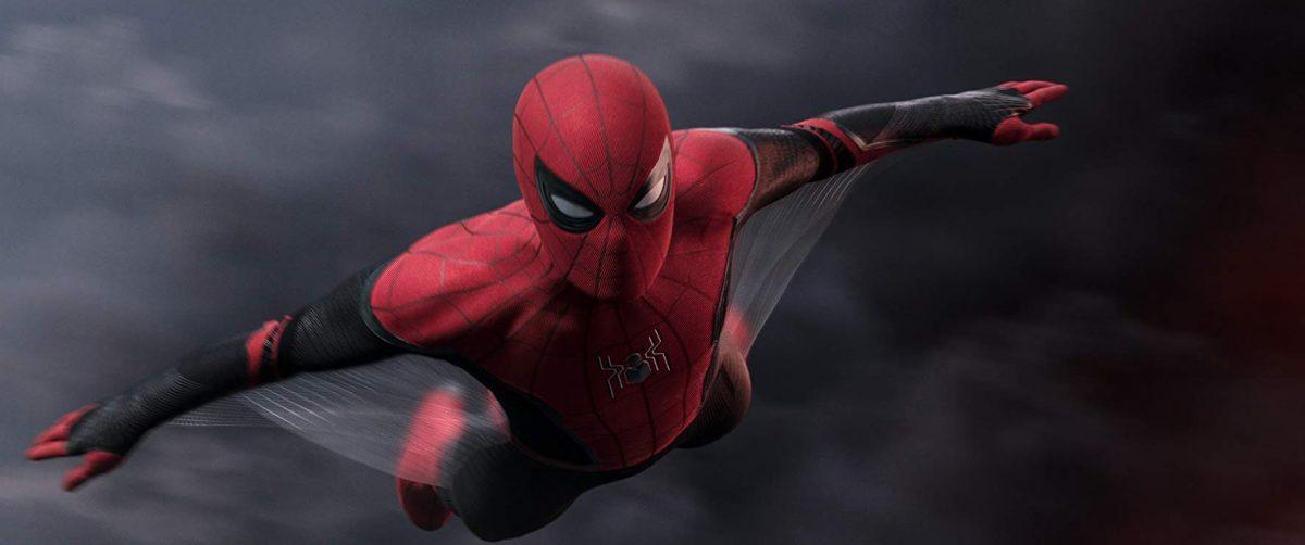 Spider-Man flies in “Spider-Man: Far From Home.” (Sony Pictures)