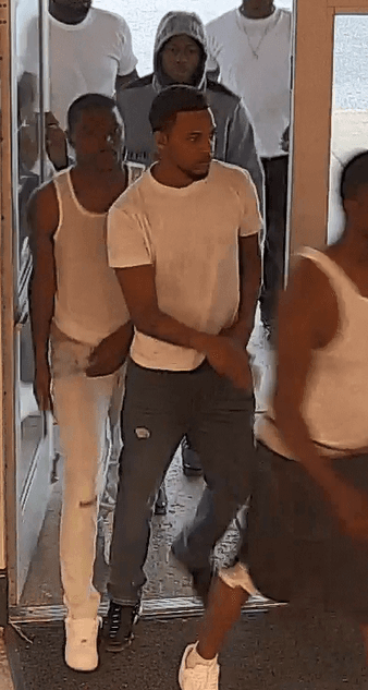 Some of the suspects of a July 1, 2019, "flash mob" theft in Pleasant Prairie, Wisconsin, entering the mall. (Pleasant Prairie Police Department)