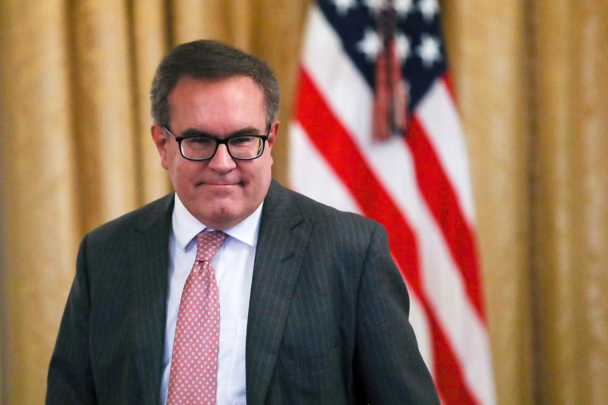 EPA Administrator Andrew Wheeler at President Donald Trump's environment initiative event in the East Room of the White House in Washington on July 8, 2019. (Charlotte Cuthbertson/The Epoch Times)
