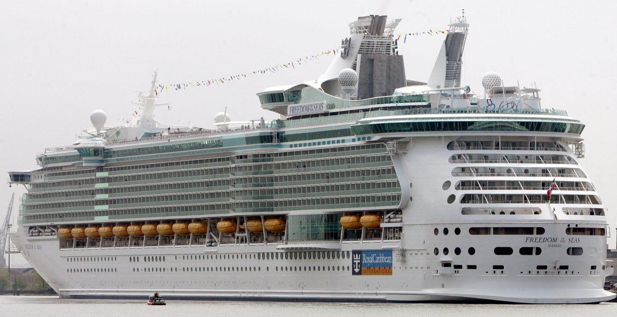 Freedom of the Seas, sits off the shores of Bayonne, New Jersey, on May 12, 2006, in New York Harbor. (Don Emmert/AFP/Getty Images)