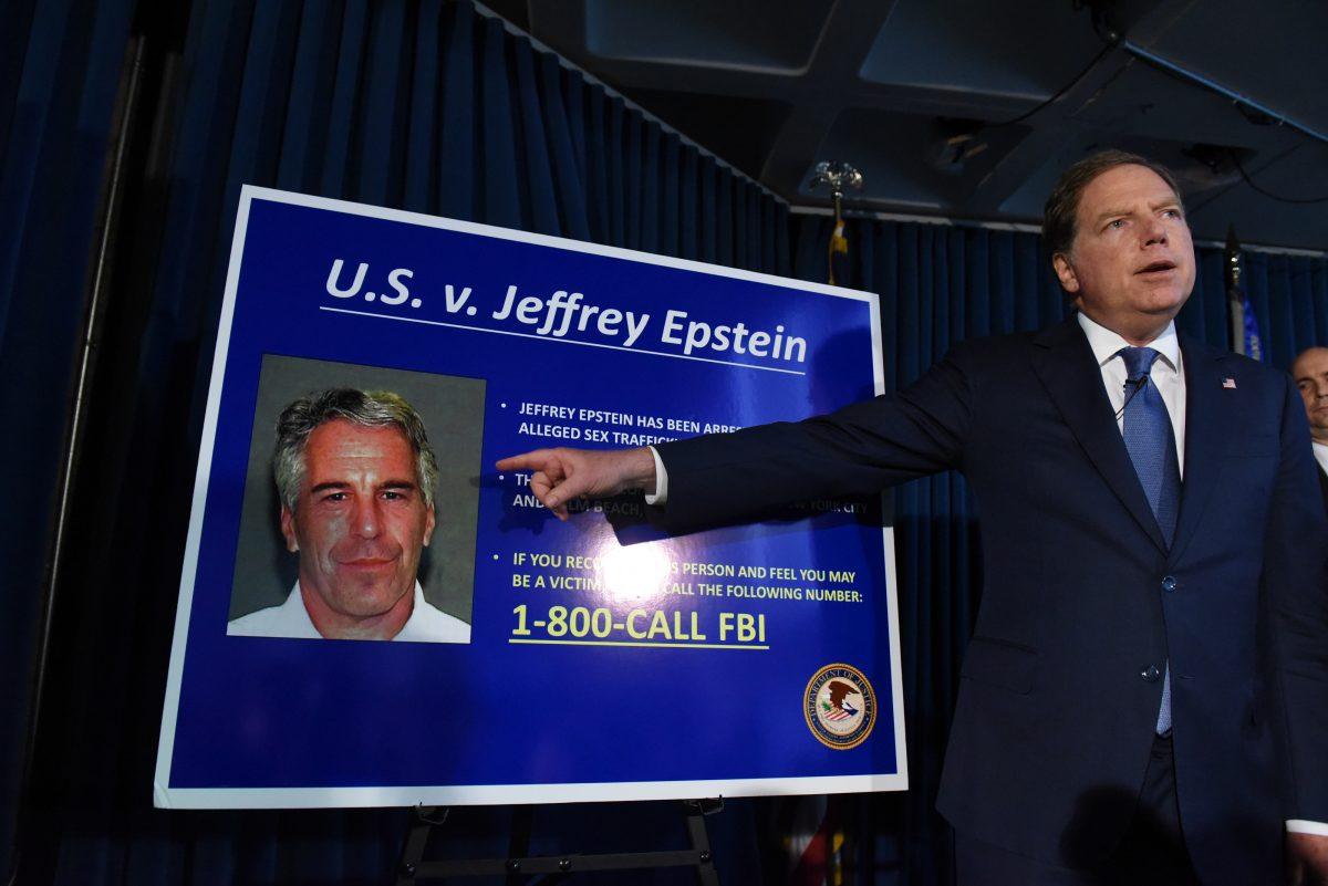 U.S. Attorney for the Southern District of New York Geoffrey Berman announces charges against Jeffery Epstein in New York City on July 8, 2019. (Stephanie Keith/Getty Images)