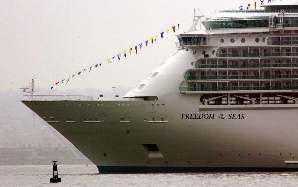 Freedom of the Seas, sits off the shores of Bayonne, New Jersey in New York Harbor on May 12, 2006. (Don Emmert/AFP/Getty Images)