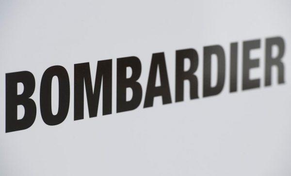 A Bombardier logo is shown at a Bombardier assembly plant in Mirabel, QB. on October 26, 2018. (Graham Hughes/The Canadian Press)