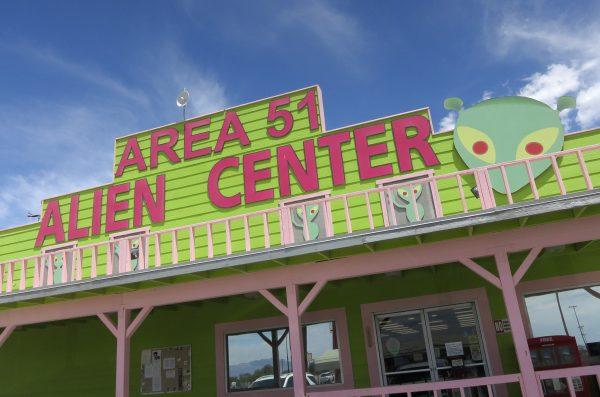 TThe Alien Center souvenir shop and restaurant near a junction that leads to Area 51, at Amergosa Valley, Nev. in a file photo. (Sean Gallup/Getty Images)