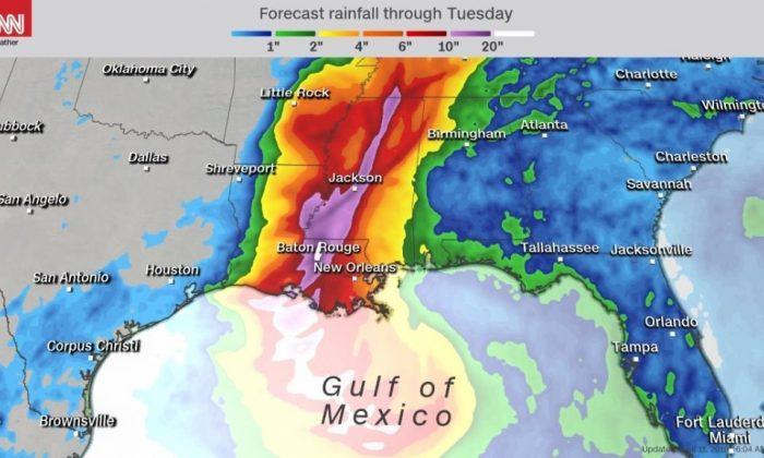 Millions Are Under a Flood Risk as a Storm Strengthens in the Gulf of Mexico