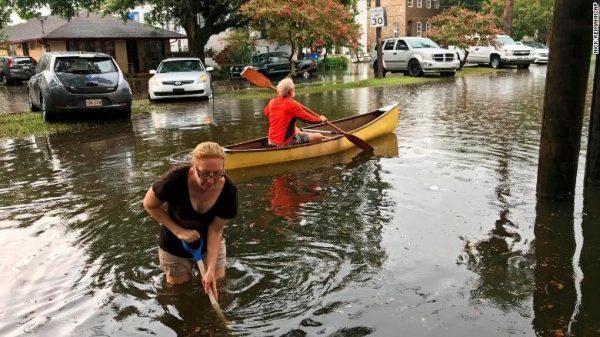 The Broadmoor neighborhood in New Orleans was flooded Wednesday. (Nick Reimann/AP)