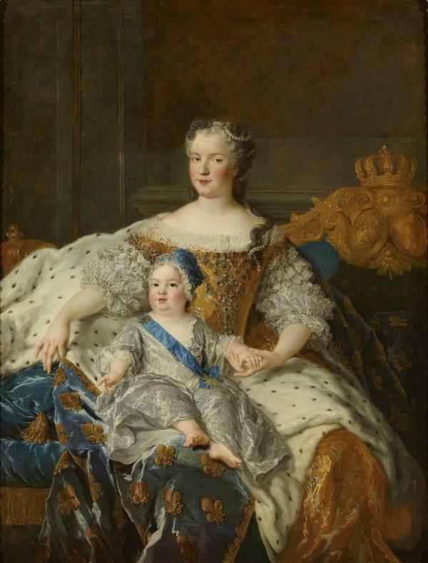 Marie Leszczynska, the queen of France, and the Dauphin Louis Ferdinand, circa 1730, by Alexis-Simon Belle. Oil on canvas. National Museum of the Palace of Versailles and the Trianon, Versailles. (Christophe Fouin/Palace of Versailles (RMN-GP))
